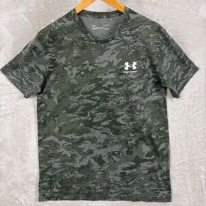 Under Armour Men's Size L Heatgear Camo T Shirt Green Cotton Blend Streetwear